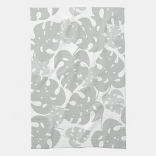 Linge De Cuisine Motif de feuille de monstère gris