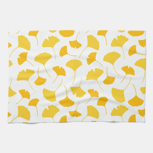 Linge De Cuisine Motif de feuilles de Ginkgo jaune (Horizontal)