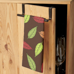 Linge De Cuisine Motif De Feuilles, Feuilles Colorés, Feuilles D'Au