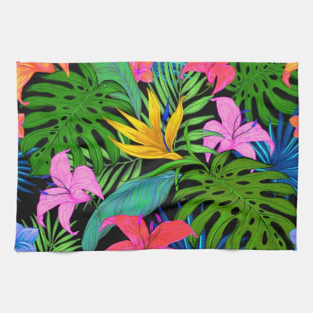 Linge De Cuisine Motif de fleur tropical hawaïen (Horizontal)