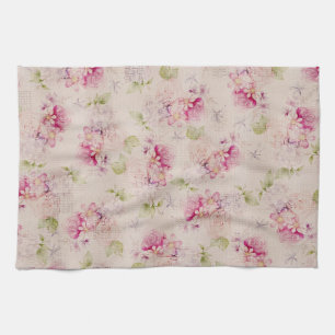 Linge De Cuisine Motif de fleurs blanc rose vintage de roses verts