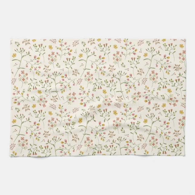 Linge De Cuisine Motif de fleurs d'aquarelle (Horizontal)