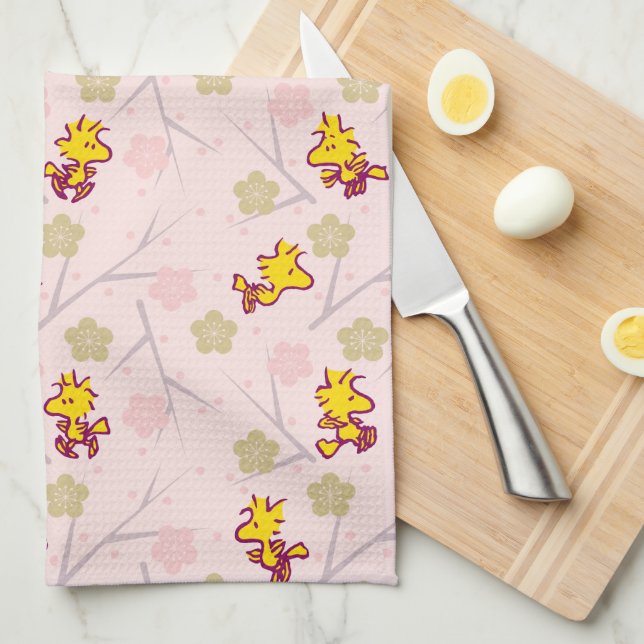 Linge De Cuisine Motif de fleurs de cerisiers roses Woodstock (Quart Plié)