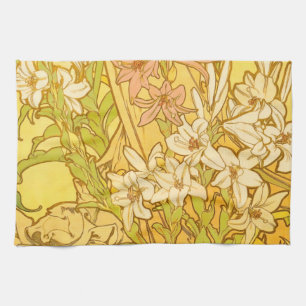 Linge De Cuisine Motif de fleurs de lys d'Alphonse Mucha : Art nouv