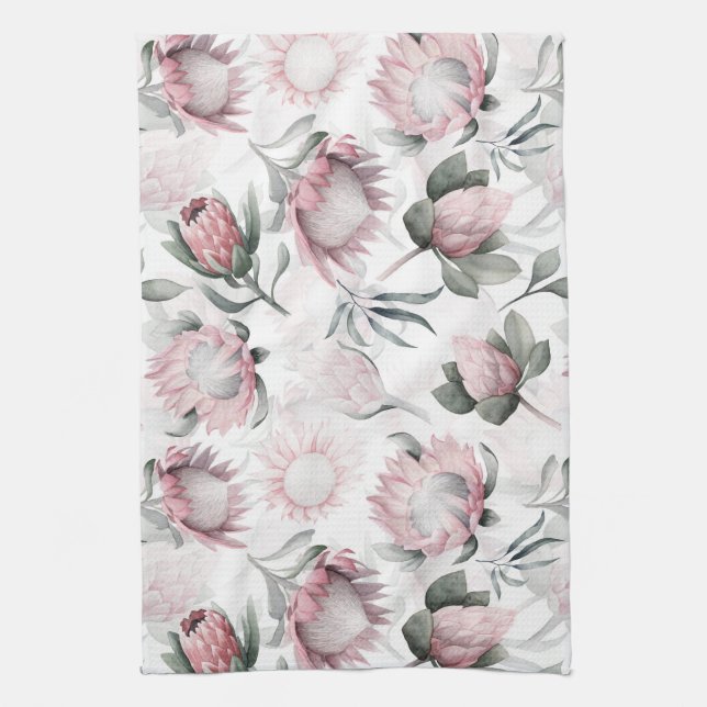 Linge De Cuisine Motif de fleurs de protéase de l'aquarelle dessiné (Vertical)