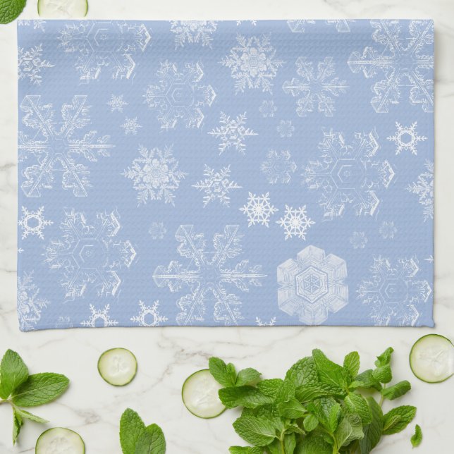 Linge De Cuisine Motif de flocon de neige, Flakes blancs, Neige, Hi (Plié)