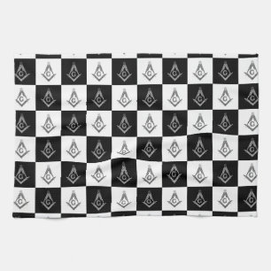 Linge De Cuisine Motif de Freemason À damiers