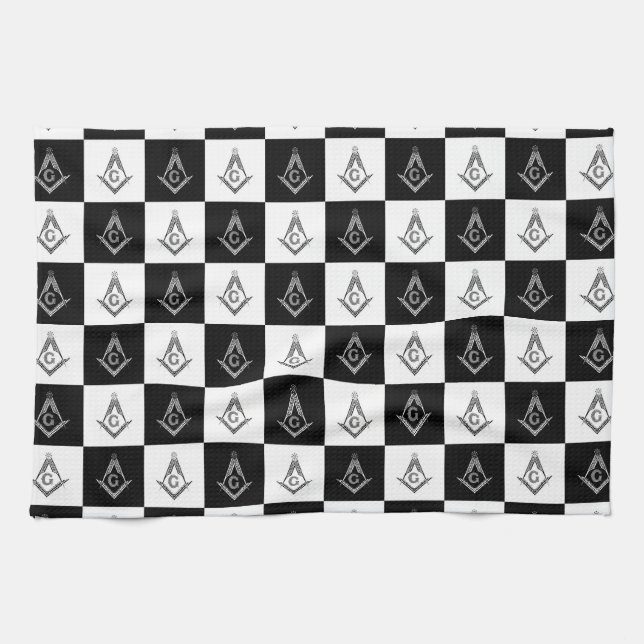 Linge De Cuisine Motif de Freemason À damiers (Horizontal)
