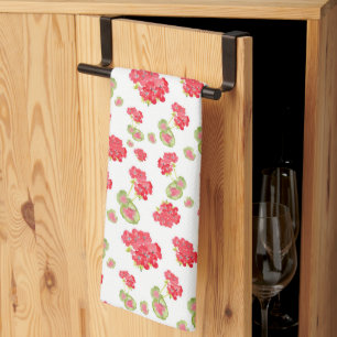 Linge De Cuisine Motif de géraniums aquarelles