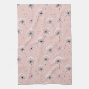 Linge De Cuisine Motif de graines de pissenlit minimaliste rose (1)