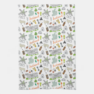 Linge De Cuisine Motif de griffonnage de croquis de l'Irlande