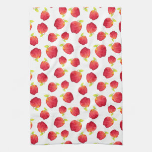 Linge De Cuisine Motif de la pomme rouge Watercolor