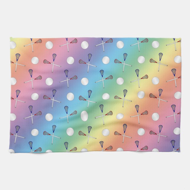 Linge De Cuisine Motif de lacrosse d'arc-en-ciel (Horizontal)