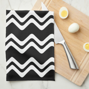Linge De Cuisine Motif de ligne double couleur Zig Zag