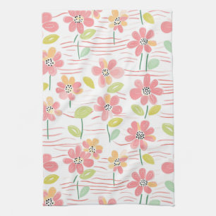 Linge De Cuisine Motif de ligne florale abstrait moderne (3)