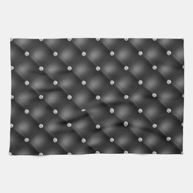 Linge De Cuisine Motif de luxe en Diamant Noir Tufted (Horizontal)