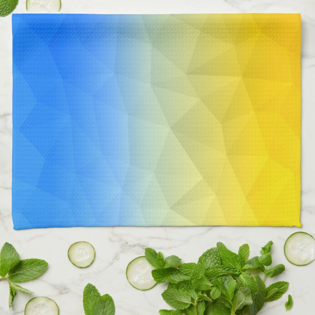 Linge De Cuisine Motif de maillage géométrique bleu jaune Ukraine (Plié)