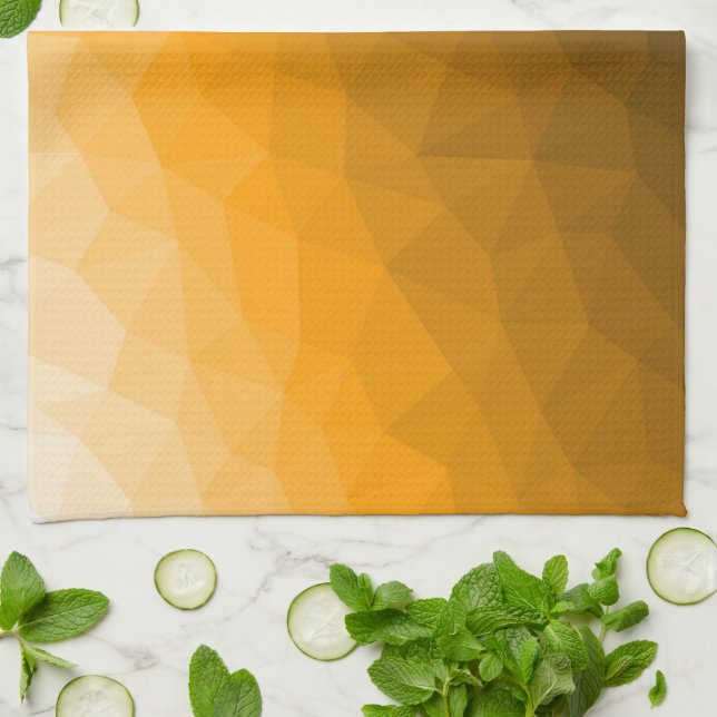 Linge De Cuisine Motif de maillage géométrique dégradé orange (Plié)