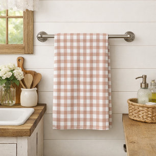 Linge De Cuisine Motif de maison de ferme à carreaux gingham rose e
