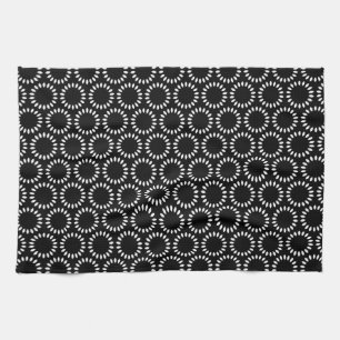 Linge De Cuisine Motif de mandala élégant à pétales noir et blanc