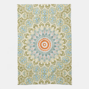 Linge De Cuisine Motif de mandala orange et sarcelle avec accents d