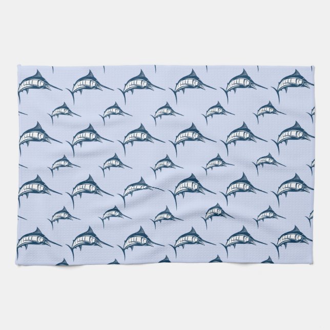 Linge De Cuisine Motif de Marlin bleu (Horizontal)