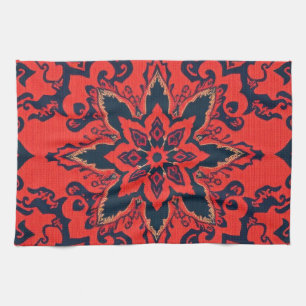 Linge De Cuisine Motif de médaillon persan orné rouge bleu de luxe