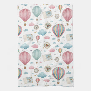 Linge De Cuisine Motif de montgolfière vintage (1)
