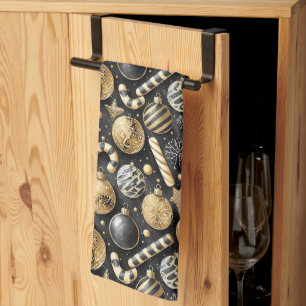 Linge De Cuisine Motif de Noël Black Gold #12 ID1009