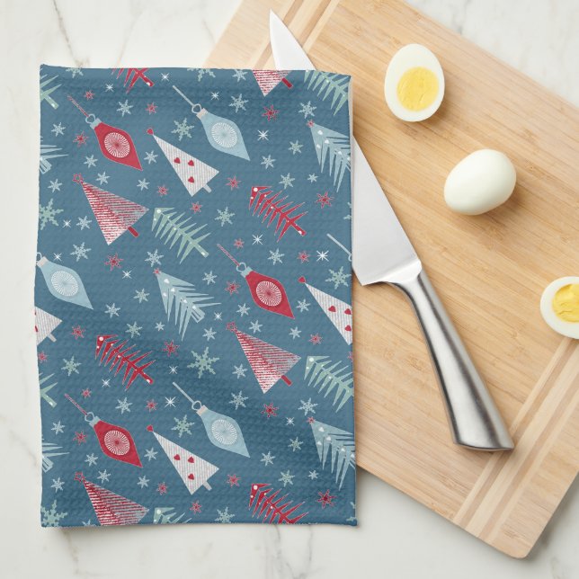 Linge De Cuisine Motif de Noël d'hiver. (Quart Plié)