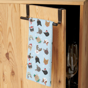 Linge De Cuisine Motif de Noël du chat