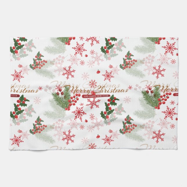 Linge De Cuisine Motif de Noël élégant et simple (Horizontal)