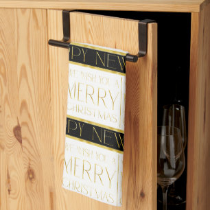 Linge De Cuisine Motif de Noël en or noir #35 ID1009