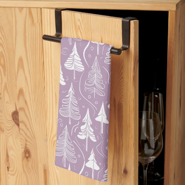 Linge De Cuisine Motif de Noël pourpre n° 6 ID1009 (Pliage en tiers)