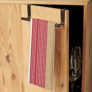 Linge De Cuisine Motif de Noël Red Gold Pinstripe #28 ID1009