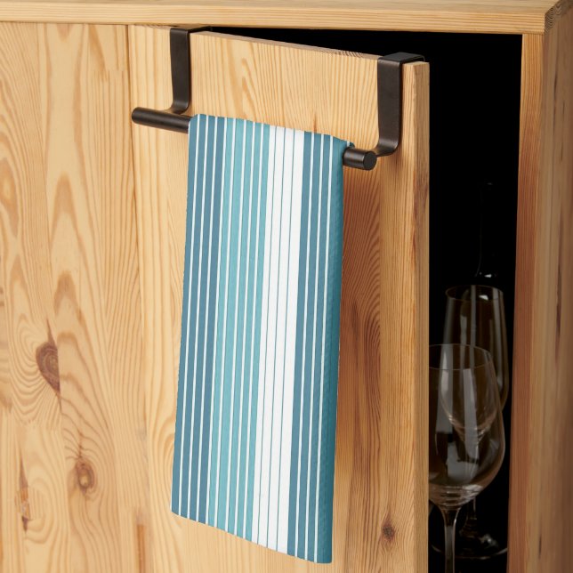Linge De Cuisine Motif de Noël turquoise Pinstripe #28 ID1009 (Pliage en tiers)
