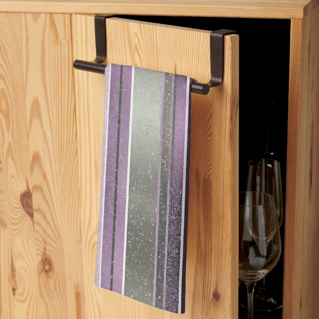Linge De Cuisine Motif de Noël vert violet #27 ID1009 (Pliage en tiers)