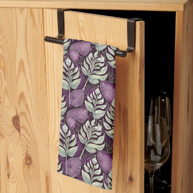 Linge De Cuisine Motif de Noël vert violet #29 ID1009 (Pliage en tiers)