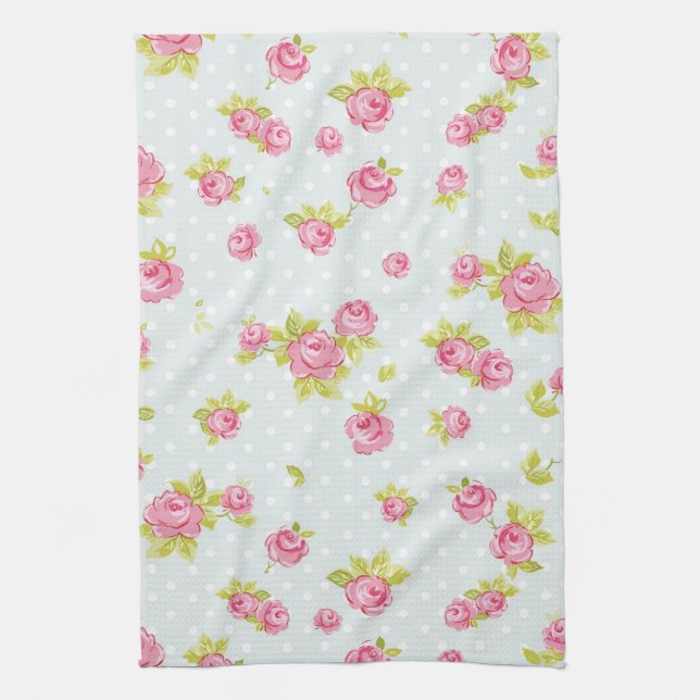 Linge De Cuisine Motif de papier peint d'élégance des roses roses 4 (Vertical)