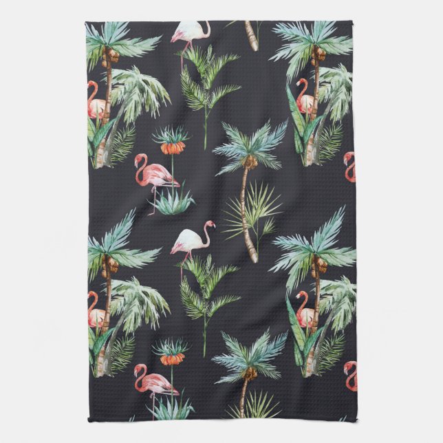 Linge De Cuisine Motif de paume d'aquarelle (Vertical)