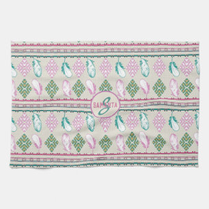 Linge De Cuisine motif de plumes ethniques du sud-ouest