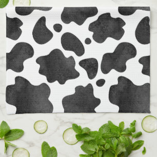 Linge De Cuisine Motif de points de vache Poster de animal noir et