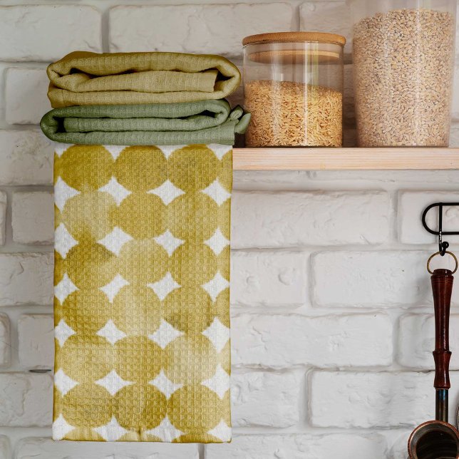 Linge De Cuisine Motif de points jaune aquarelle tendance (Créateur téléchargé)