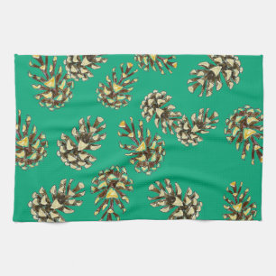 Linge De Cuisine Motif de pommes de pin rustiques sur une cuisine v