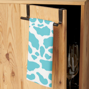 Linge De Cuisine Motif de Poster de animal de points de vache bleu 