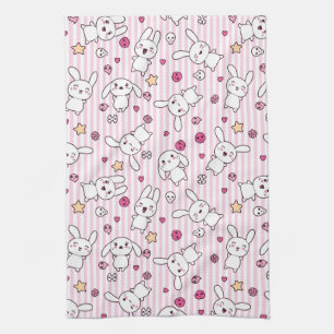 Linge De Cuisine motif de rayures de kawaii