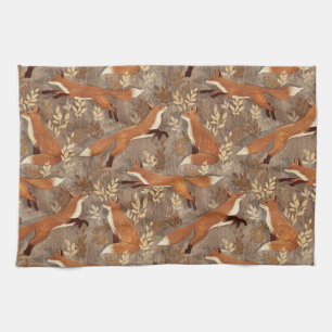 Linge De Cuisine Motif de renard doux dans les neutres d'automne