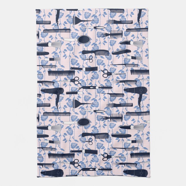 Linge De Cuisine Motif de rose de bleu de soin de beauté (Vertical)