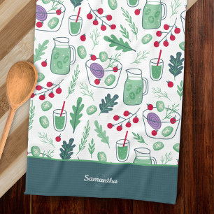 Linge De Cuisine Motif de salade végétale avec nom vert