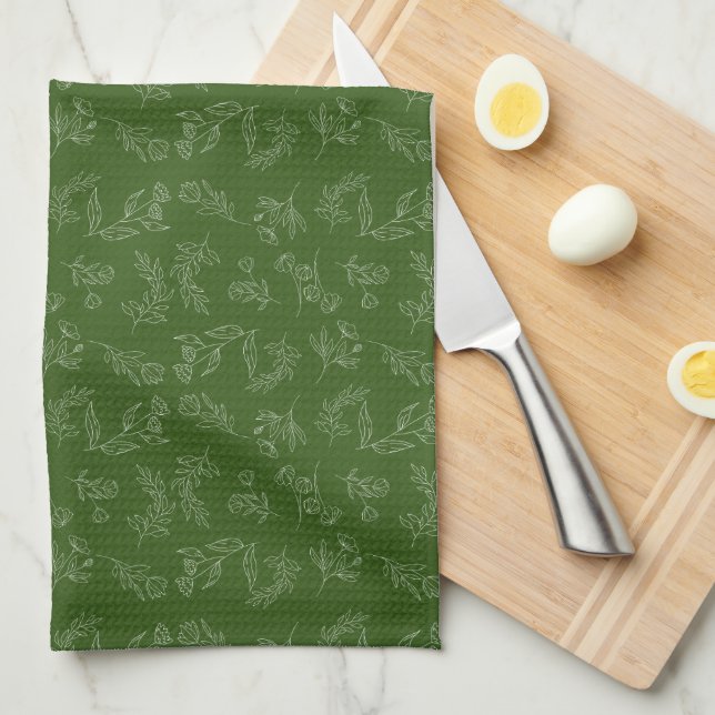 Linge De Cuisine Motif de silhouette de fleurs (Quart Plié)